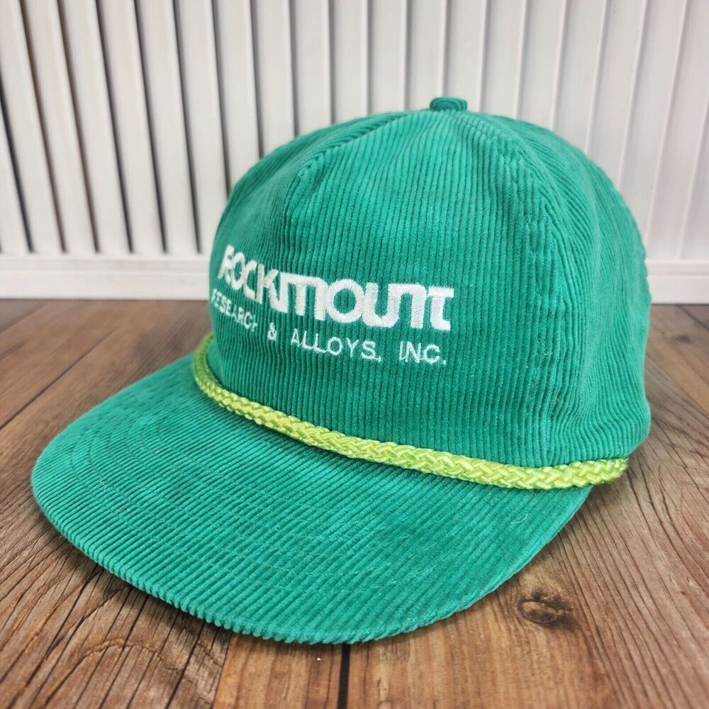 VTG Rockmount Research & Alloys Designer Award Headwear Corduroy Hat Cap Green